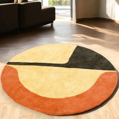 Modern Abstract Round Area Rug – Hand-Tufted Contemporary Art-Inspired Carpet - Image 1 of 4