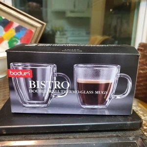 NEW Bodum BISTRO Double Wall Thermo-Glass Insulated Mugs, 10 oz, Set of 2 NIB - Picture 1 of 4