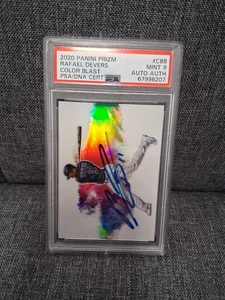 Rafael Devers 2020 Panini Prizm Color Blast #CB-8 PSA 9 Auto Authentic Case Hit - Picture 1 of 4