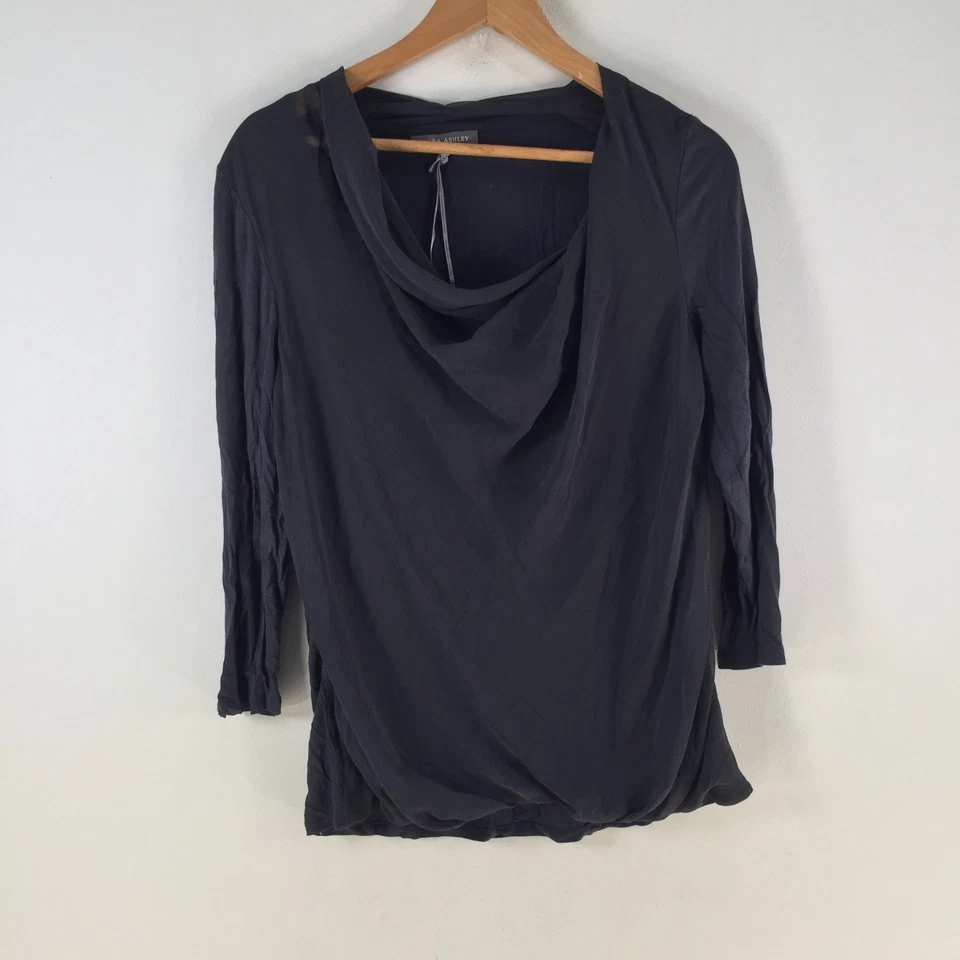 Blusa mujer Laura Ashley Top 12 gris oscuro manga 3/4 capucha cuello 123954 Foto 1 de 4