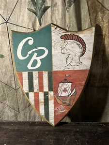 Antique Folk Art Shield CB Knight Sign Country Carl Brian Crest Advertising - Picture 1 of 6