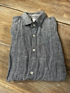 Denim & Flower Ricky Singh Shirt Mens Small Blue Short Sleeve Button Up Linen - Picture 1 of 8