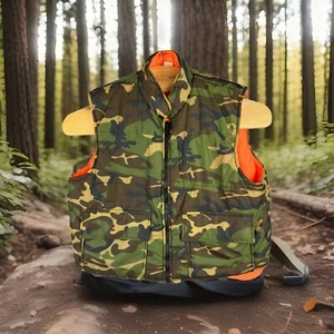 Vtg Game Winner Sportswear Camouflage Vest Large 42/44 Hunting Reversible - Picture 1 of 10