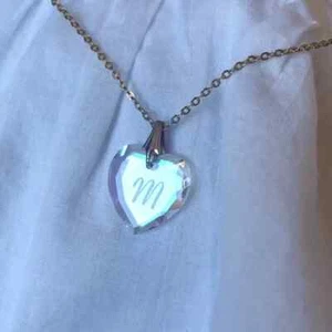 Vintage '80s-'90s Iridescent Initial 'M' Necklace - Picture 1 of 5