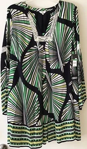 Crown & Ivy Women’s SZ L Green/Blue Lined Dress Knee Length Workwear Party - Picture 1 of 11