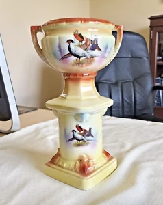 Vintage 1920's Austria 9 inch Vase Urn on Column Pedestal with Birds - Picture 1 of 15