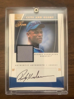 2004 Fleer Flair Cuts and Glory Rickey Henderson Auto Autograph /100 - Dodgers - Image 1 of 2