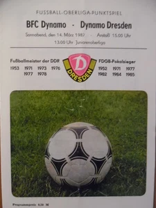 Dynamo Dresden - BFC Dynamo 14.3. 1987 Fußball-Oberliga Fußballprogramm 51 - Picture 1 of 1