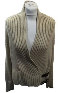 EDEIS MERINO WOOL RICH Beige Wrap Designer Jumper U.K. 10-12 - Picture 1 of 10