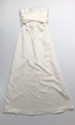 Vestido de Boda Y2K Años 2000 Marfil Satinado Formal Cintura Imperio Lazo Grande 4 **Manchado** Foto 1 de 4