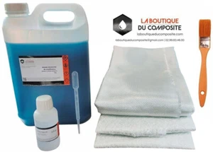5Kg de RESINE POLYESTER ISO. + 5m² de MAT DE VERRE + 5m² de ROVING + CATALYSEUR - Imagen 1 de 4