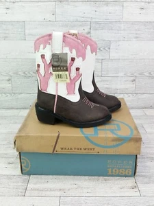 New Toddlers Roper Desert Light Cowboy/Cowgirl Boots Brown Pink Cactus Sz 5 - Picture 1 of 15