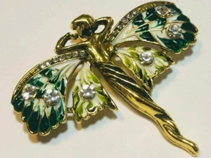 Precioso Broche Vintage Art Nouveau Estilo DORADO Bosque HADA NINFA Corsé - Imagen 1 de 6
