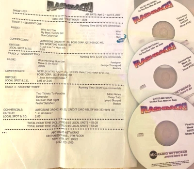 4/2/07 3 HR FLASHBACK CLASSIC ROCK TRAVELS TO 1978, 1972 & CITY/COUNTRY/SUBURBS - Image 1 of 3