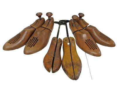 6pc Lot Antique Vintage Wood Metal SHOE SAVERS STRETCHERS TREES LASTS - Image 1 of 4