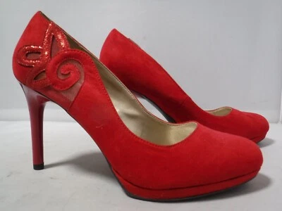 PFRF De Colección Para Mujer BANDOLINO Dellmia Stein Mart Tela Roja Tacones Altos Bomba Recortada Foto 1 de 4