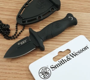 Smith & Wesson Small Boot Fixed Knife 2" Carbon Steel Blade Black Nylon Handle - Picture 1 of 12