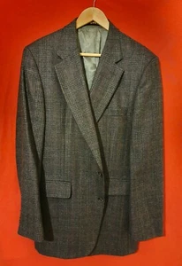 Mens Vintage Austin Manor Grey Check Tweed Wool Jacket/Blazer Size 43R - Picture 1 of 3
