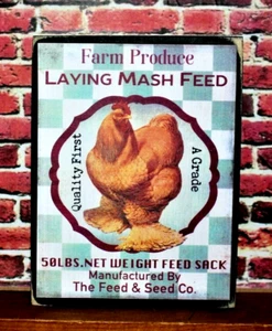 Hühner Legebrei Bauernhaus Holzblock abgestuftes Tablett Schild Regal Sitter 3,5 x 4,5 - Bild 1 von 1