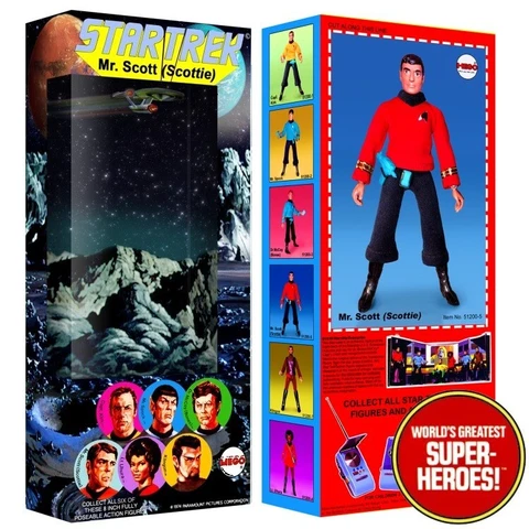 Mego Star Trek Mr. Scott (Scottie) Custom Box For 8” Action Figure Cover