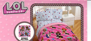 LOL Surprise Comforter and Sheet Set with Bonus Square Pillow 5 Piece Twin Size