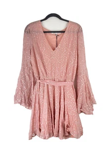 Lovers + Friends Damen lila Kleid Größe L Blush Pink Neu mit Etikett Glockenärmel V-Ausschnitt - Bild 1 von 7