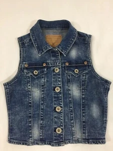Amethyst Blue Jean Vest Womens Juniors Small Cotton Blend Stretch Denim - Picture 1 of 8