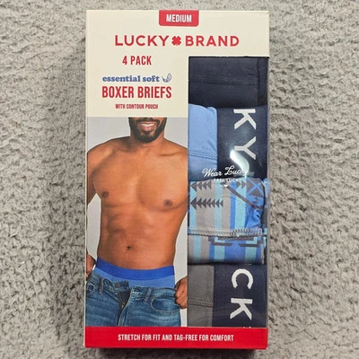 Lucky Brand Boxer Briefs Men Medium Blue 4 Pk Stretch Soft Underwear Stretch NWT - Image 1 of 4