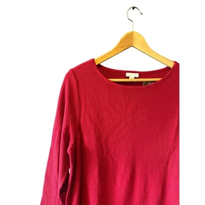 NWT J.Jill | Red Cotton-Blend Waffle Knit Tunic Sweater | Size Large Petite - Image 1 of 4