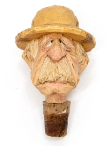 1994 Signed Chris Hammack Hand Carved Wood Old Man Bottle Stopper 4.25” Folk Art - Picture 1 of 4