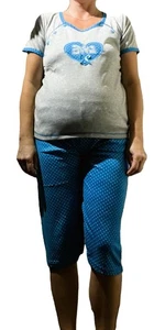 Maternity pyjamas set nightwear sleepwear nursing open button short sleeve M111 - Picture 1 of 14