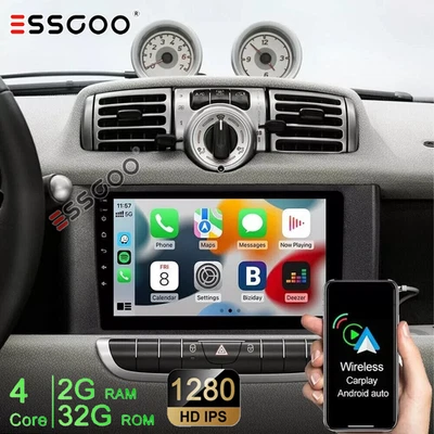 For 2010-2015 Smart Fortwo 451 Apple Carplay Android 14 Car Stereo Radio GPS NAV - Image 1 of 4