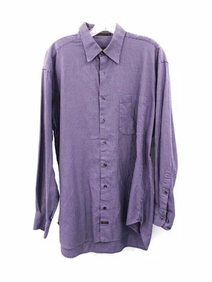 Usado Robert Talbott Roxo Grande Houndstooth Manga Longa Masculino Botão para Baixo - Imagem 1 de 3