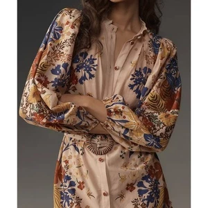 Farm Rio Beauty Bouquet Puff-Sleeve Mini Shirt Dress XL - Picture 1 of 14