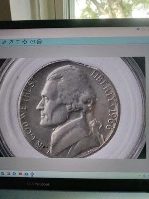 1966 Clipped Jefferson Nickel Coin, Circulated And No Mint Mark - Image 1 of 4