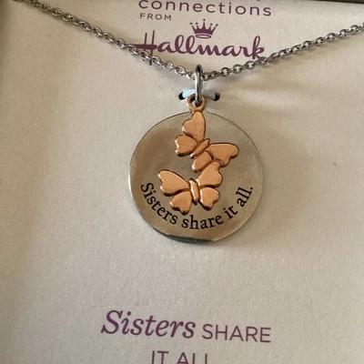 Connections from Hallmark Stainless Steel- Sisters Share It All 18" Adj Necklace - Image 1 of 4