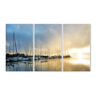Stupell Sail Boats On The Dock' Triptych 3 Piece Wall Plaque  11 x 17 - Image 1 of 4