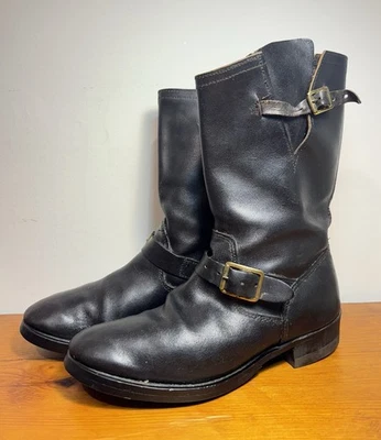 1950s Endicott Johnson Engineer Boots Black Leather Brass Vintage 50s 40s - Image 1 of 4