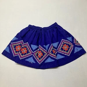 Mini Boden Embroidered Folk Skirt Girls Size 4-5 Blue 100% Cotton - Picture 1 of 11