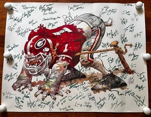 91 Jack Davis Georgia Bulldogs Print Team Signed Garrison Hearst Eric Zeier Goff - Picture 1 of 6