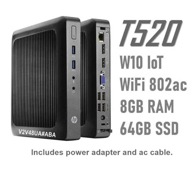HP T520 W10 IoT Thin Client /8GB/64GB/WIFI 802.11ac  V2V48UA#ABA /Lot Qty Avail - Image 1 of 4