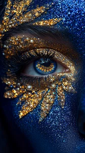 Canvas Art Blue Gold Bejeweled Jewel Eye Wall Picture Poster Print - Picture 1 of 22