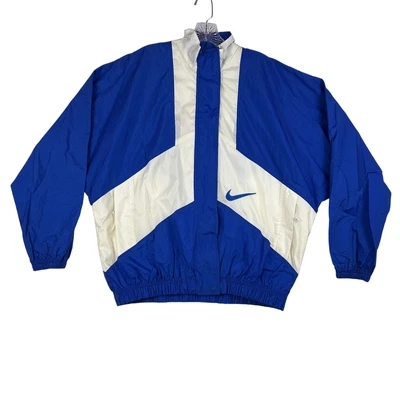 Vintage Nike Jacket Mens XL Blue White Windbreaker Full Zip Retro 90s - Image 1 of 4