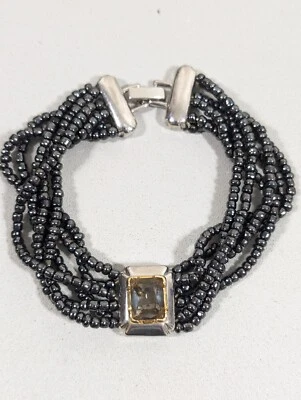 Pulsera Michael Morrison MX Gris Estrás Ahumado Vidrio Cuentas 7" Foto 1 de 4