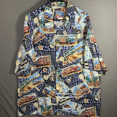 Camisa Reyn Spooner Adulto XL Negra Blanca Amarilla Coches Barcos Hombres 1751 Foto 1 de 4