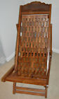 Vintage Solid Teak Wood Anglo Indian Carved Folding Lounge Chair