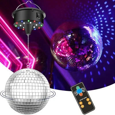 5-15 RPM Mirror Ball Rotating Motor with LED Light for Party Decor DJ Bands - Image 1 of 4