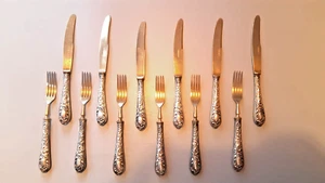 SOLINGEN Servizio da 6 Posate Argento 800 stirling Forchette Dessert Liberty - Foto 1 di 4