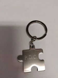 Vintage Jigsaw Puzzle Keychain With P.D.C. Engraved In Front Stainless Steel - Picture 1 of 4