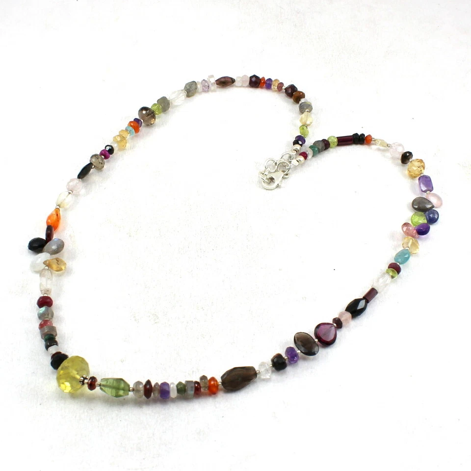 Collana Peridoto Naturale Corniola Ametista Citrino Gemma Argento Sterling 925 - Immagine 1 di 1